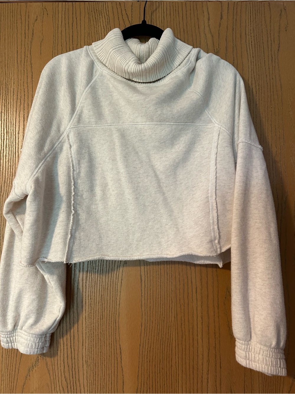 aerie Cropped White Turtleneck Sweatshirt